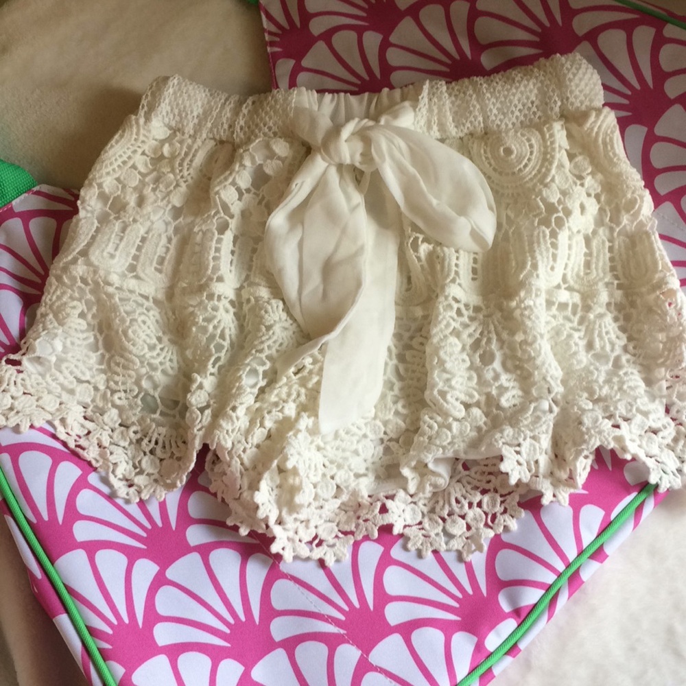 Off White Crochet Shorts